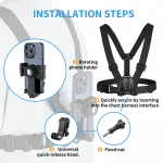 Mobile Phone Chest Mount Harness Strap Cell Phone Holder Mount for Video Recording Bike/Kayak/Fishing/for Smart Mobile Phone
