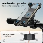 Motorcycle Phone Mount Bike Phone Holder Quick Install Handlebar Clip Scooter Cell Phone Clamp for iPhone for Galaxy
