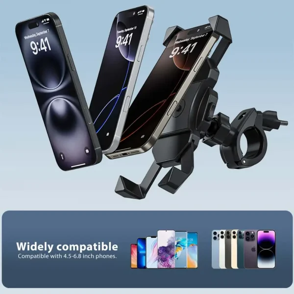 Motorcycle Phone Mount Bike Phone Holder Quick Install Handlebar Clip Scooter Cell Phone Clamp for iPhone for Galaxy